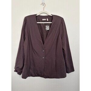 LOGO Lori Goldstein Nikki Ponte Blazer Gray Workwear Classic Women's Size XL NEW